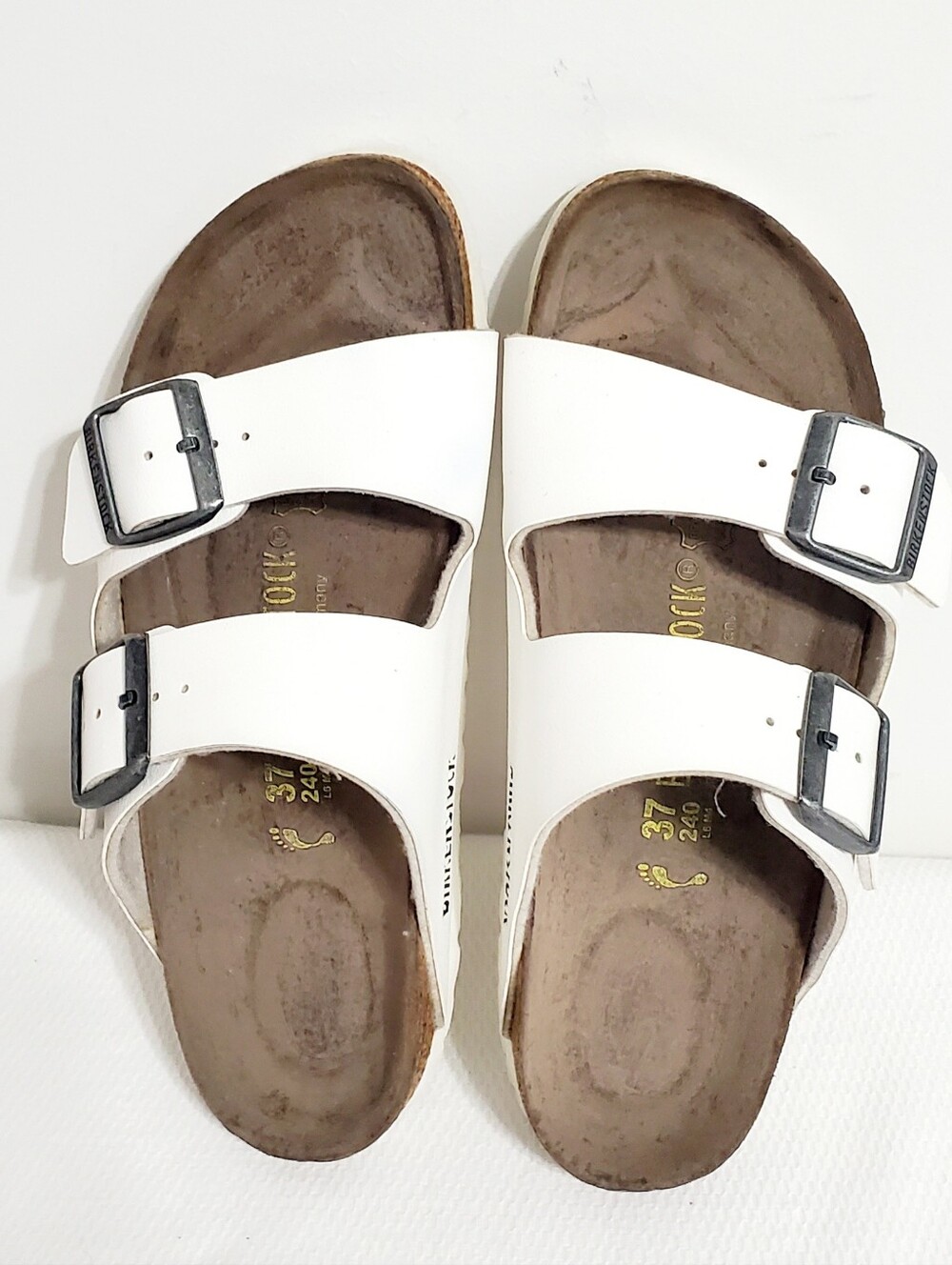 Birkenstock Arizona White Leather Double Dtrap Sandal Womens EU 37 - Picture 3 of 10